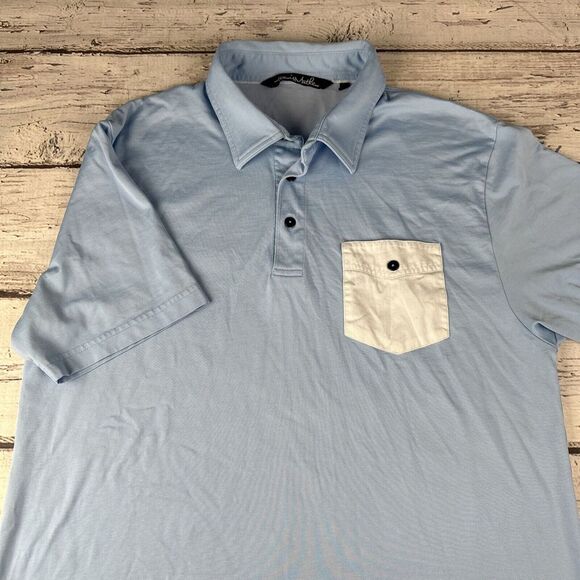 Travis Mathew Other - Flaw* TRAVIS MATHEW Men's XL Blue Pocket Short‎ Sleeve Polo Solid Golf Shirt